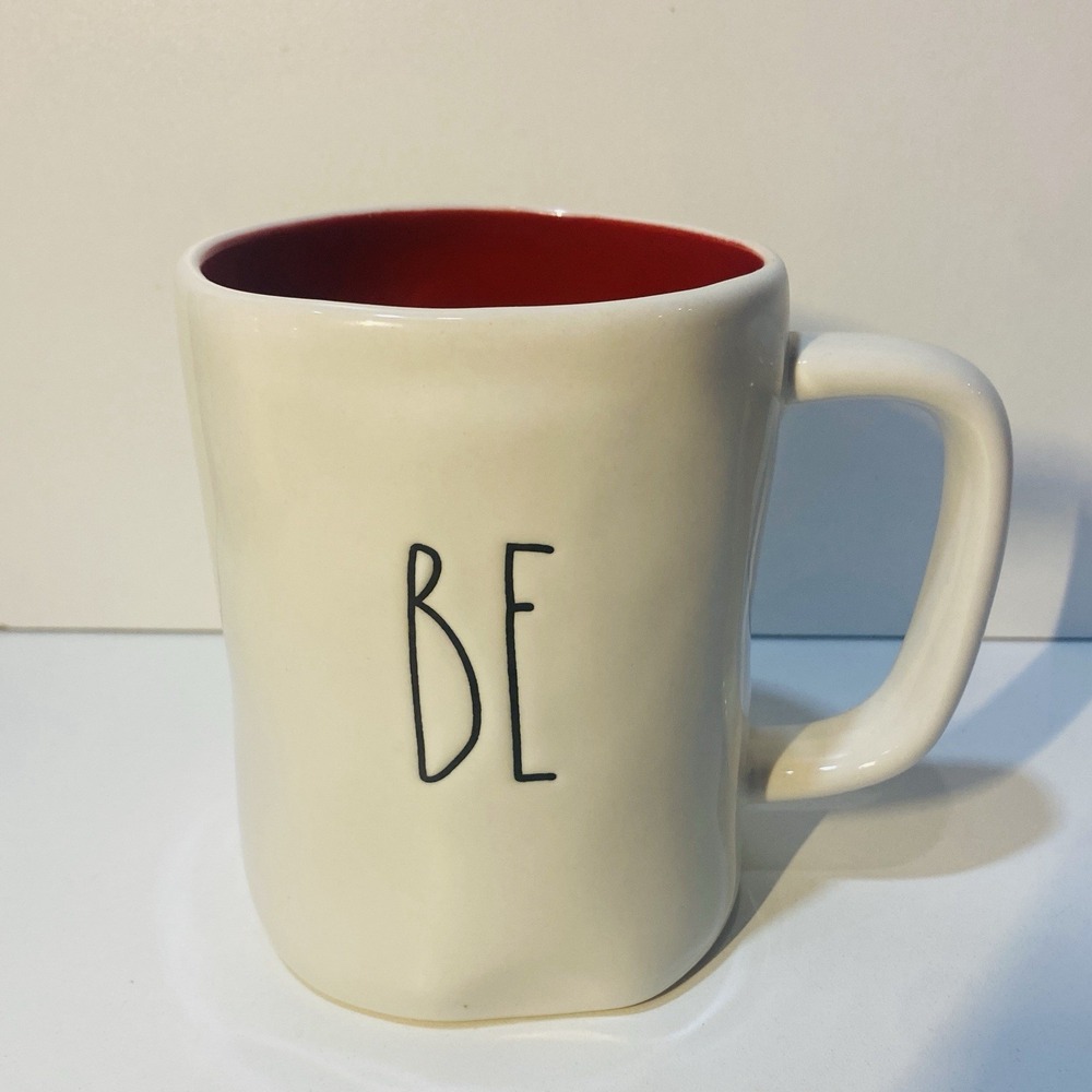 Rae Dunn BE MINE Mug Double Sid Red Interior Valentine Artisan Large Letter NEW